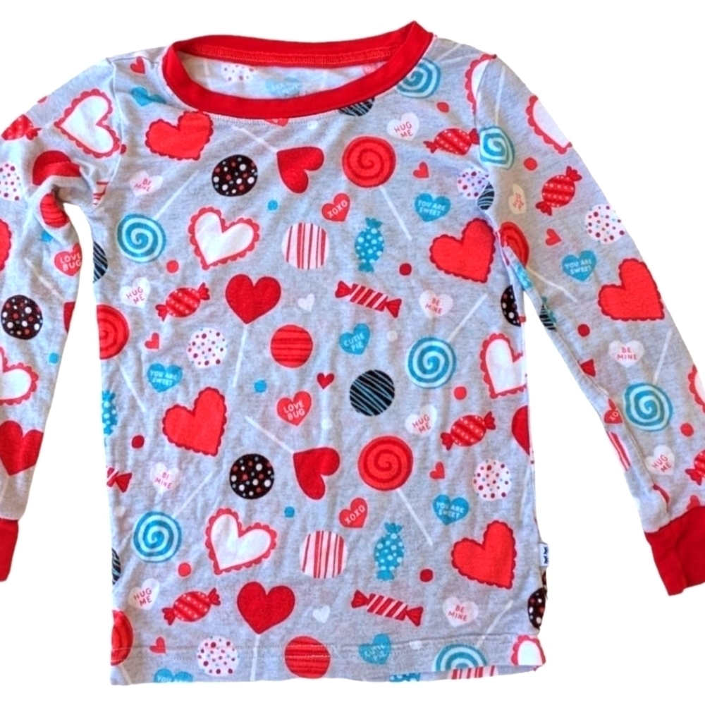Little Sleepies Pajama Shirt Sweet Valentine Hearts Toddler Girls 2T